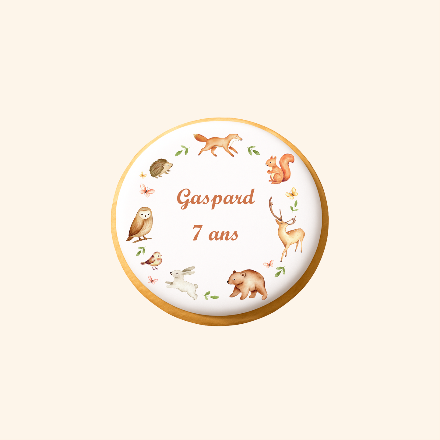 Biscuit imprimé anniversaire - Animaux de la forêt