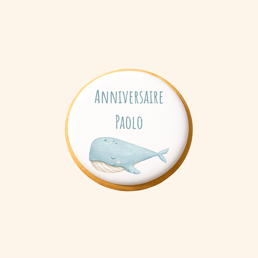 Biscuit imprimé anniversaire - Baleine