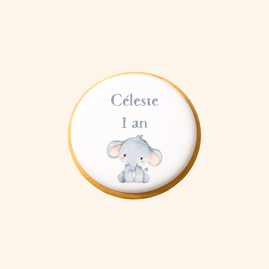 Biscuit imprimé anniversaire - Eléphant