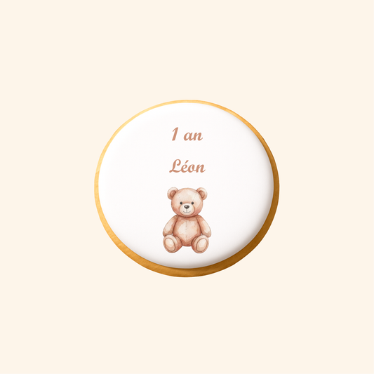 Biscuit imprimé anniversaire - Ourson