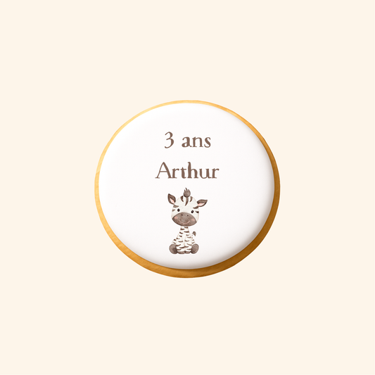 Biscuit imprimé anniversaire - Zèbre